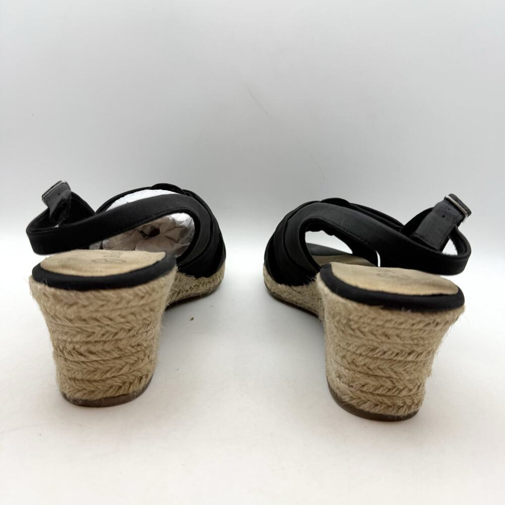 Bella Vita Black Knotted Slingback Espadrille Wedge Sandals - Picture 9 of 14
